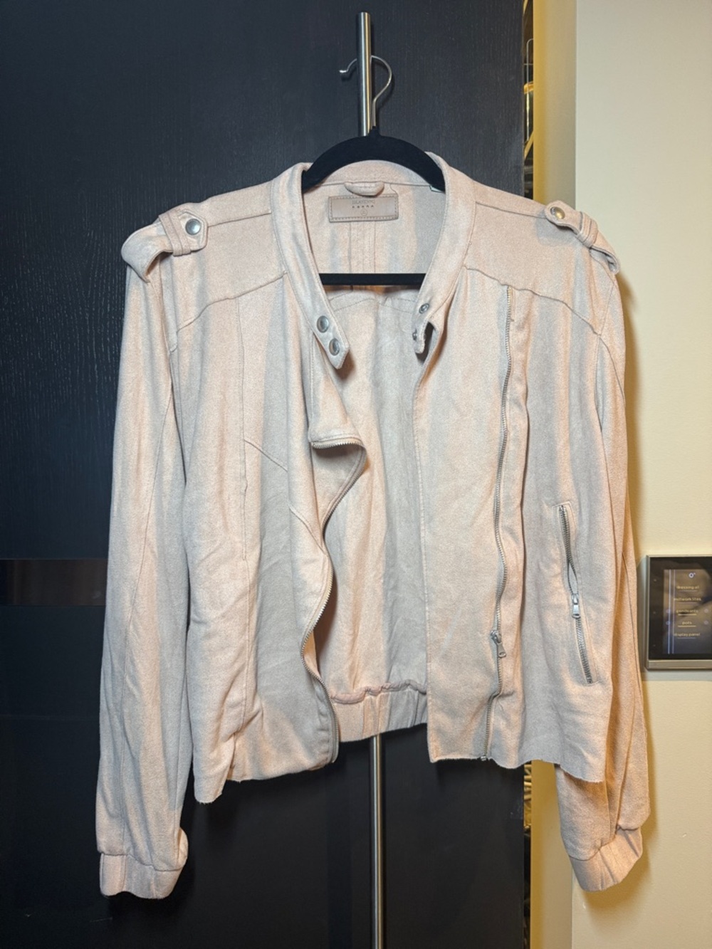 Blank NYC Pale Blush Utility Moto Jacket- faux suede like new worn once
